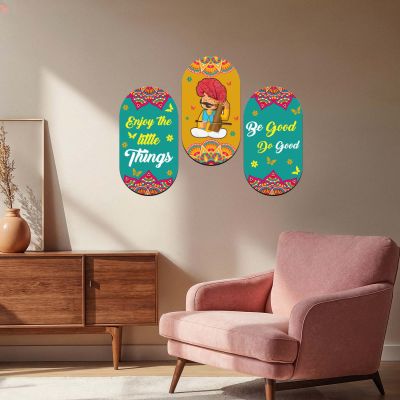 Rajasthani Traditional Wall Hanging Decor with Mandala Art & Positive Quotes